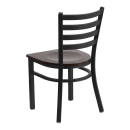 MoTak M236 Restaurant Chair w/ Ladder Back - Walnut Wood Seat w/ Black Powder Coated Steel Frame thumbnail 4