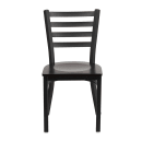 MoTak M236 Restaurant Chair w/ Ladder Back - Walnut Wood Seat w/ Black Powder Coated Steel Frame thumbnail 5