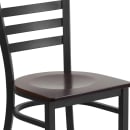 MoTak M236 Restaurant Chair w/ Ladder Back - Walnut Wood Seat w/ Black Powder Coated Steel Frame thumbnail 7