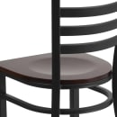 MoTak M236 Restaurant Chair w/ Ladder Back - Walnut Wood Seat w/ Black Powder Coated Steel Frame thumbnail 8