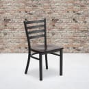 MoTak M236 Restaurant Chair w/ Ladder Back - Walnut Wood Seat w/ Black Powder Coated Steel Frame thumbnail 9