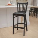 MoTak M237 Bar Stool w/ Black Powder Coated Steel Vertical Slat Back, Black Vinyl Seat thumbnail 10