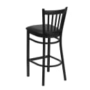 MoTak M237 Bar Stool w/ Black Powder Coated Steel Vertical Slat Back, Black Vinyl Seat thumbnail 4
