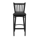 MoTak M237 Bar Stool w/ Black Powder Coated Steel Vertical Slat Back, Black Vinyl Seat thumbnail 5
