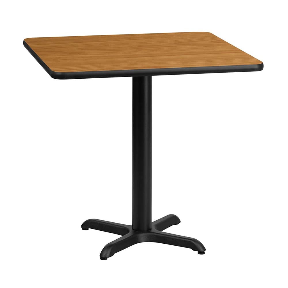 MoTak M239 24" Square Dining Height Table, Natural Laminate Top w/ Black Powder Coated Cast Iron Base