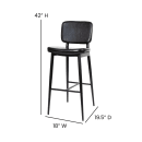 MoTak M240 Bar Stool w/ Black Powder Coated Iron Frame, Black LeatherSoft Upholstered Back & Seat thumbnail 2