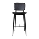 MoTak M240 Bar Stool w/ Black Powder Coated Iron Frame, Black LeatherSoft Upholstered Back & Seat thumbnail 4