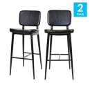 MoTak M240 Bar Stool w/ Black Powder Coated Iron Frame, Black LeatherSoft Upholstered Back & Seat thumbnail 5