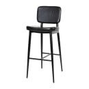MoTak M240 Bar Stool w/ Black Powder Coated Iron Frame, Black LeatherSoft Upholstered Back & Seat thumbnail 6