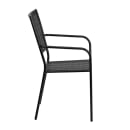 MoTak M241 Outdoor Stacking Armchair w/ Square Rain Flower Mesh Back & Seat - Black Powder Coated  Steel thumbnail 3