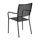 MoTak M241 Outdoor Stacking Armchair w/ Square Rain Flower Mesh Back & Seat - Black Powder Coated  Steel thumbnail 4