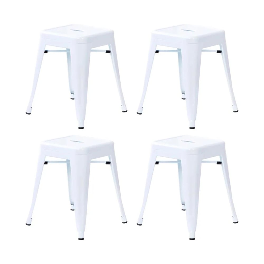 MoTak M242 Stackable Backless Dining Stool Set - Iron w/ White Finish