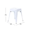 MoTak M242 Stackable Backless Dining Stool Set - Iron w/ White Finish thumbnail 3