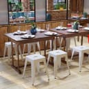 MoTak M242 Stackable Backless Dining Stool Set - Iron w/ White Finish thumbnail 4