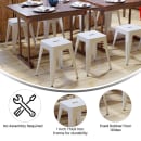 MoTak M242 Stackable Backless Dining Stool Set - Iron w/ White Finish thumbnail 5