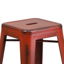 MoTak M243 Counter Height Backless Bar Stool - Power Coated Steel, Distressed Kelly Red thumbnail 4
