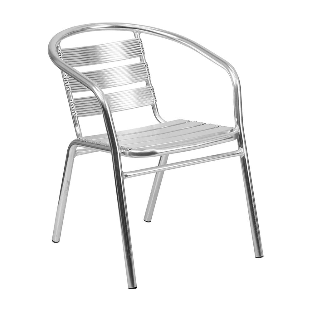 MoTak M244 Stackable Heavy Duty Restaurant Armchair w/ Ladder Back & Seat, Aluminum