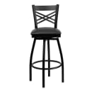 MoTak M246 Bar Stool w/ Black Powder Coated Steel Cross Back, Black Vinyl Seat thumbnail 6