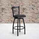 MoTak M246 Bar Stool w/ Black Powder Coated Steel Cross Back, Black Vinyl Seat thumbnail 9