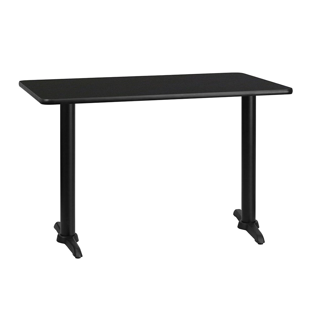 MoTak M247 Rectangular Dining Height Table - 48"W x 30"D, Powder Coated Cast Iron Base w/ Black Laminate Top