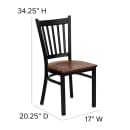 MoTak M248 Restaurant Chair w/ Slat Back - Cherry Wood Seat w/ Black Powder Coated Steel Frame thumbnail 2