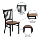 MoTak M248 Restaurant Chair w/ Slat Back - Cherry Wood Seat w/ Black Powder Coated Steel Frame thumbnail 3