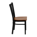 MoTak M248 Restaurant Chair w/ Slat Back - Cherry Wood Seat w/ Black Powder Coated Steel Frame thumbnail 4