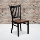 MoTak M248 Restaurant Chair w/ Slat Back - Cherry Wood Seat w/ Black Powder Coated Steel Frame thumbnail 7