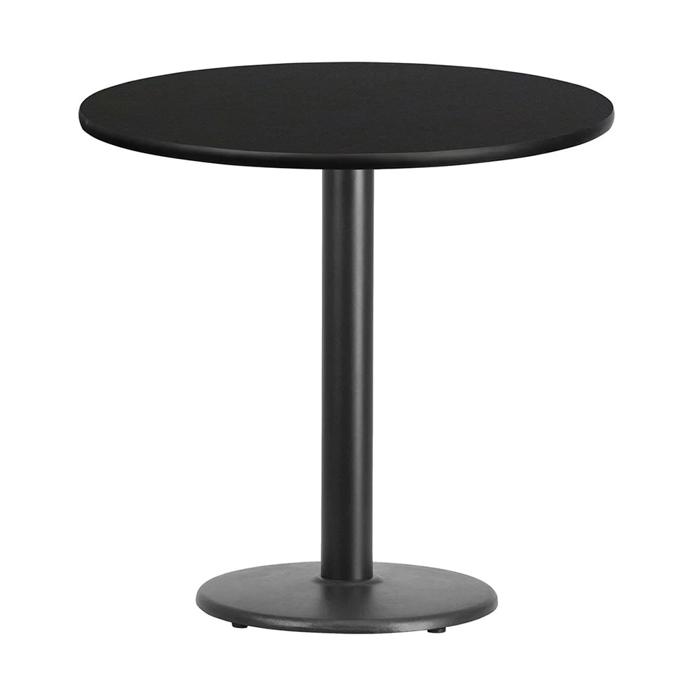 MoTak M249 30" Round Dining Height Table, Black Laminate Top w/ Black Powder Coated Cast Iron Base