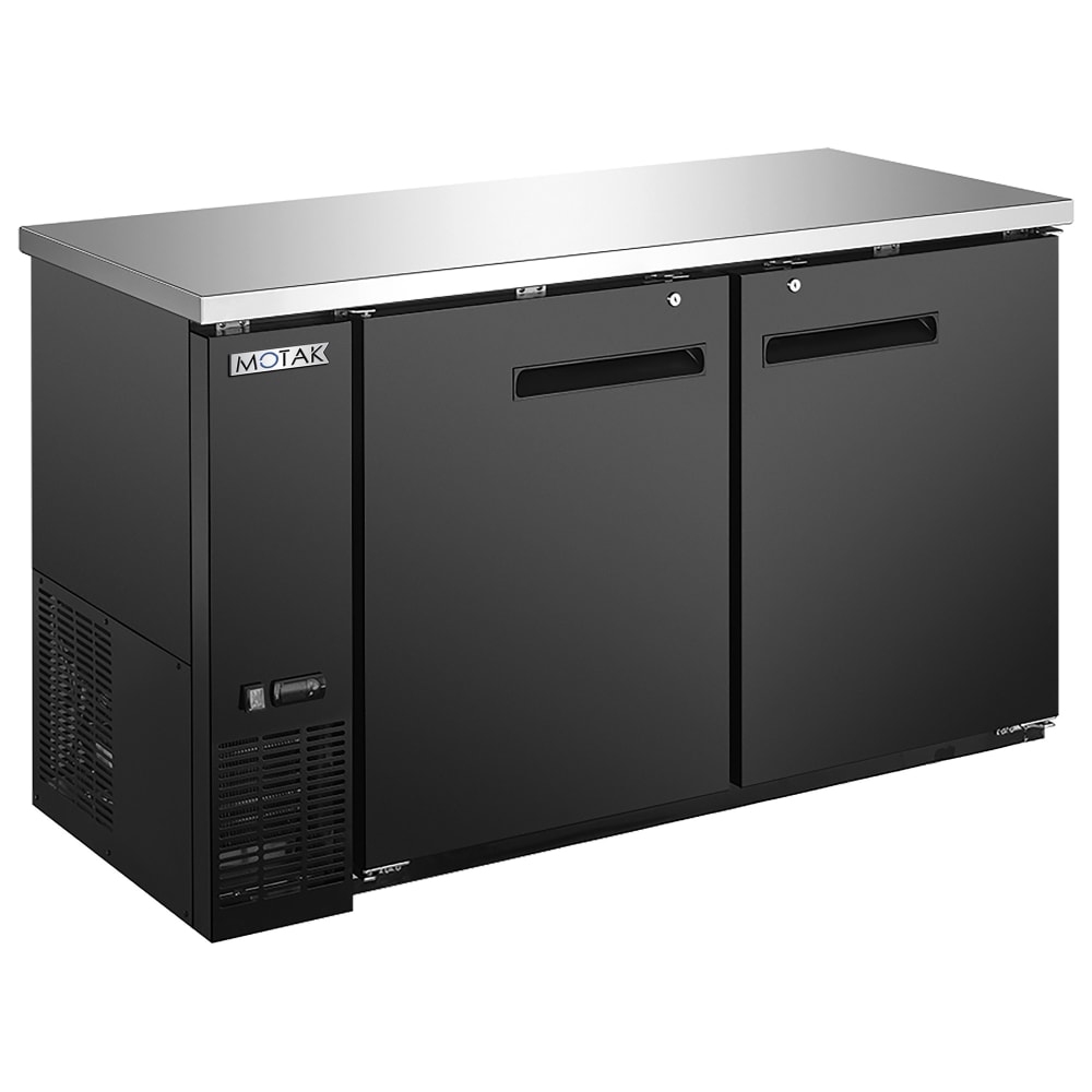 MoTak MRBB-2S 58 9/10" Bar Refrigerator - 2 Swinging Solid Doors, Black, 115v
