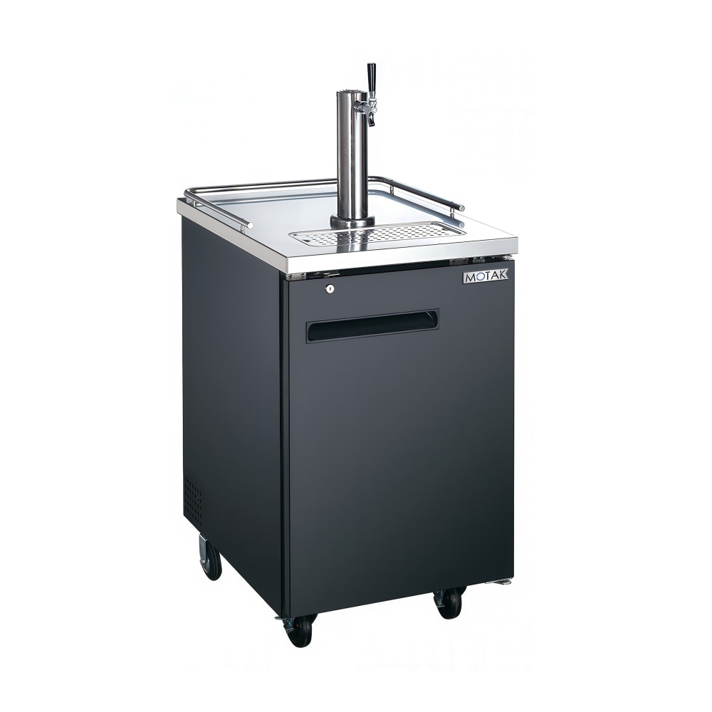 MoTak MRDD-1S-1 23 1/2" Kegerator Beer Dispenser w/ (1) 1/2 Keg Capacity - (1) Column, Black, 115v
