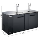 MoTak MRDD-2S-3 69 1/10" Kegerator Beer Dispenser w/ (3) 1/2 Keg Capacity - (2) Columns, Black, 115v thumbnail 2