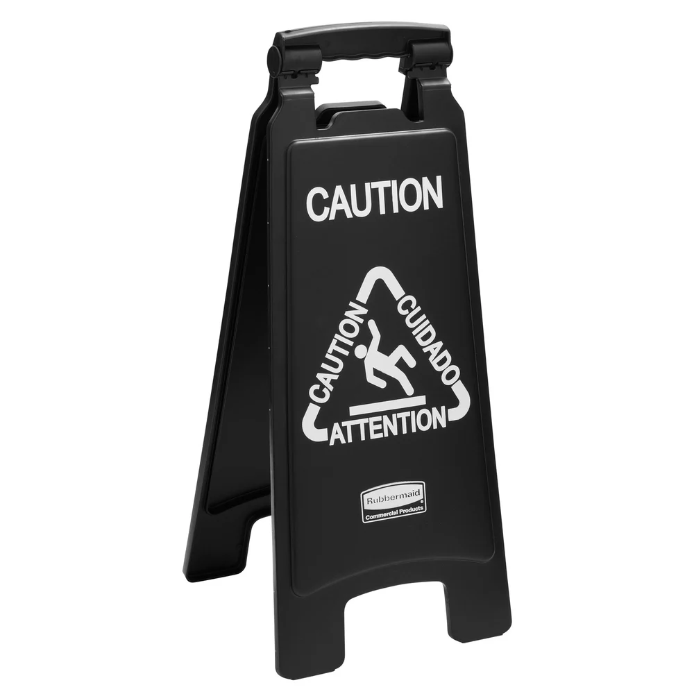 Rubbermaid Commercial Products Executive Series 2-Sided Multilingual Caution Sign, Black thumbnail 2