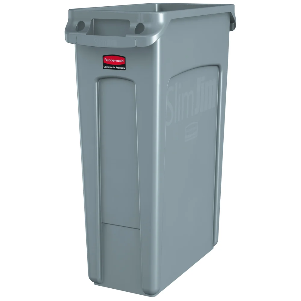 Rubbermaid Commercial Products Slim Jim Utility Receptacle, 23 Gal., Gray thumbnail 2