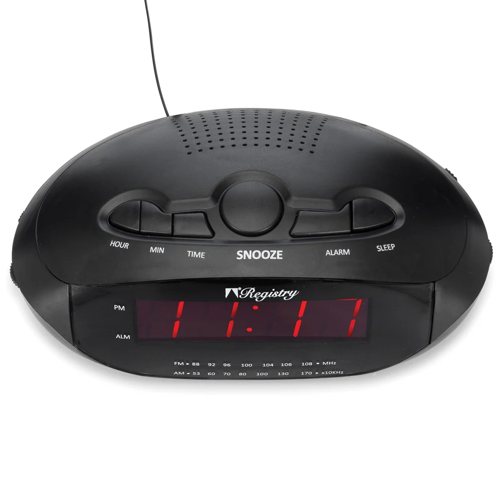 Registry LED Alarm Clock Radio, 0.9" Display, Black thumbnail 2