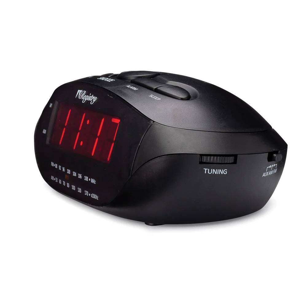 Registry LED Alarm Clock Radio, 0.9" Display, Black thumbnail 4