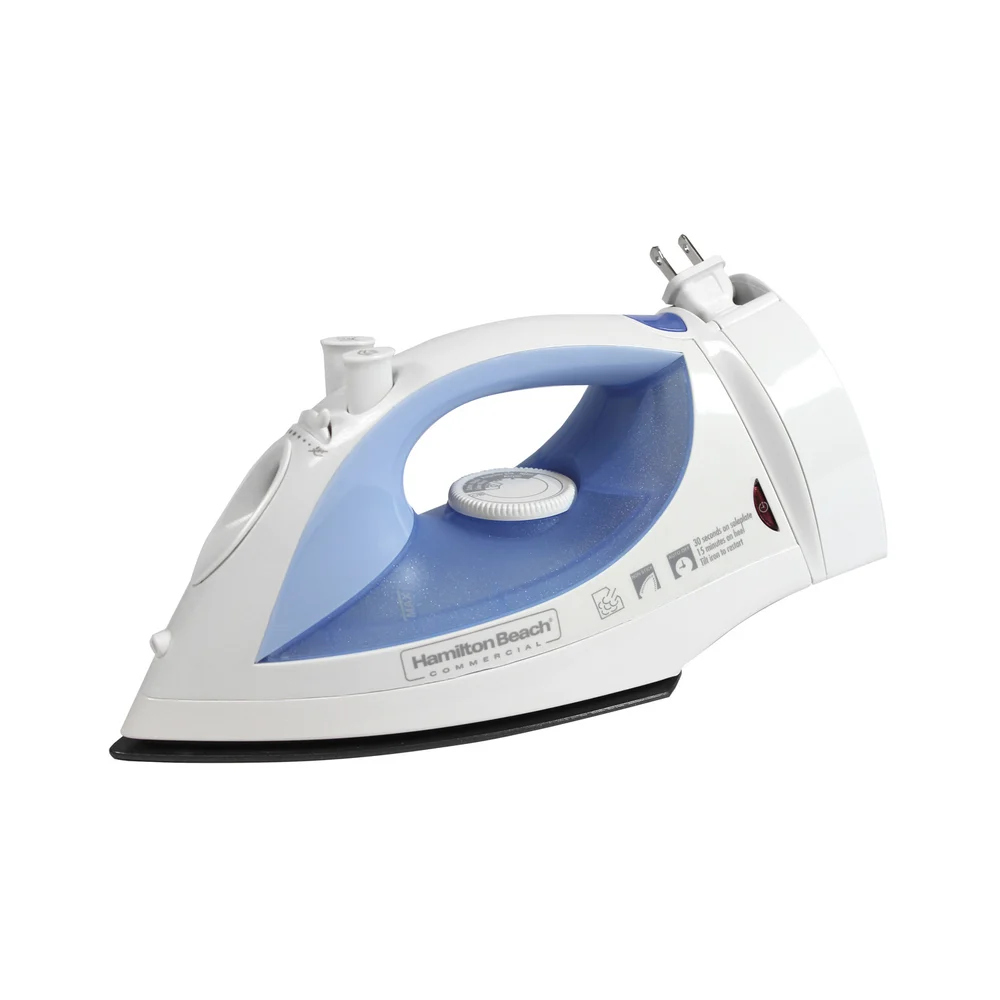 Hamilton Beach Commercial Steam Iron, Retractable Cord, White/Blue.
