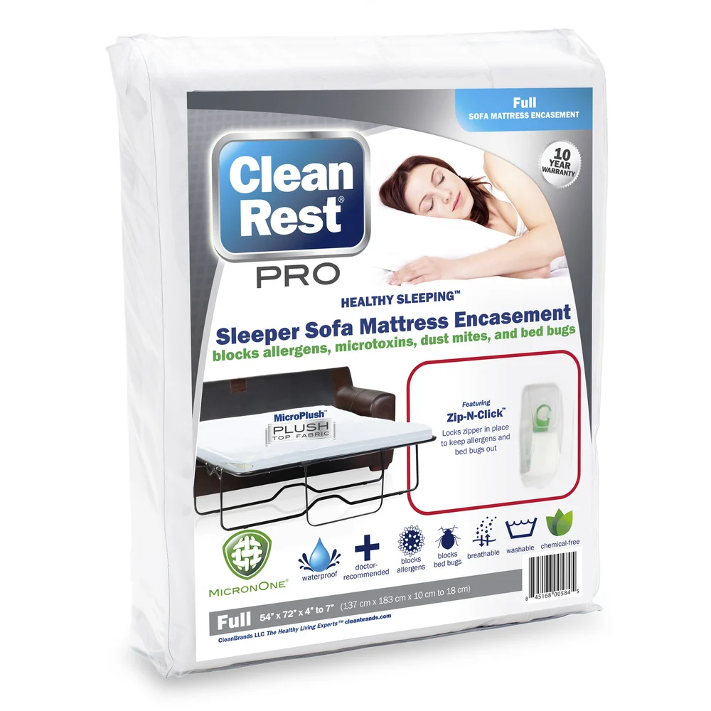 CleanBrands CleanRest Pro Sleeper Sofa Mattress Encasement, Full, 54" W x 72" L x 4-7" D