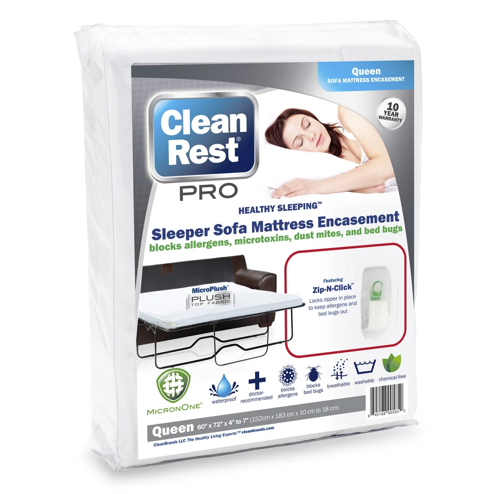 CleanBrands CleanRest Pro Sleeper Sofa Mattress Encasement, Queen, 60" W x 72" L x 4-7" D