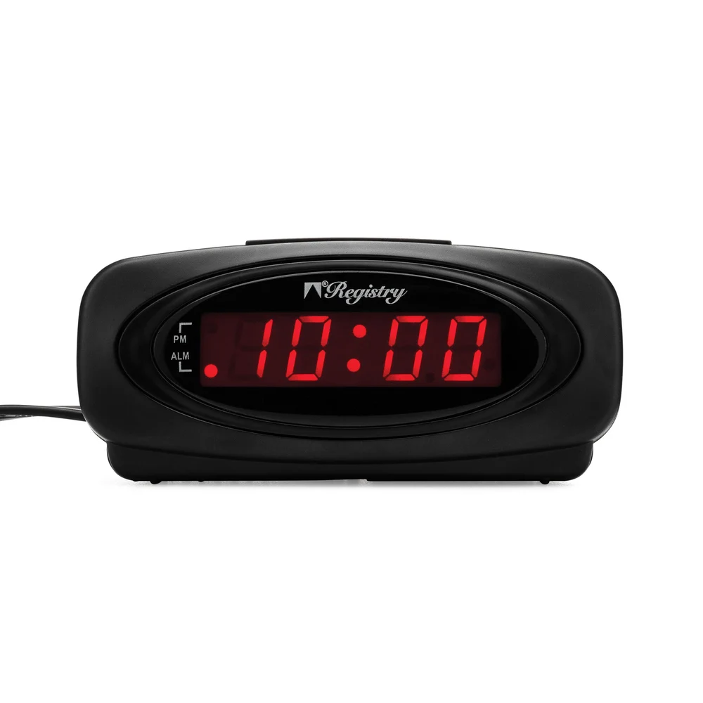Registry Alarm Clock with 2 USB Ports, 0.6" Display, Black thumbnail 2