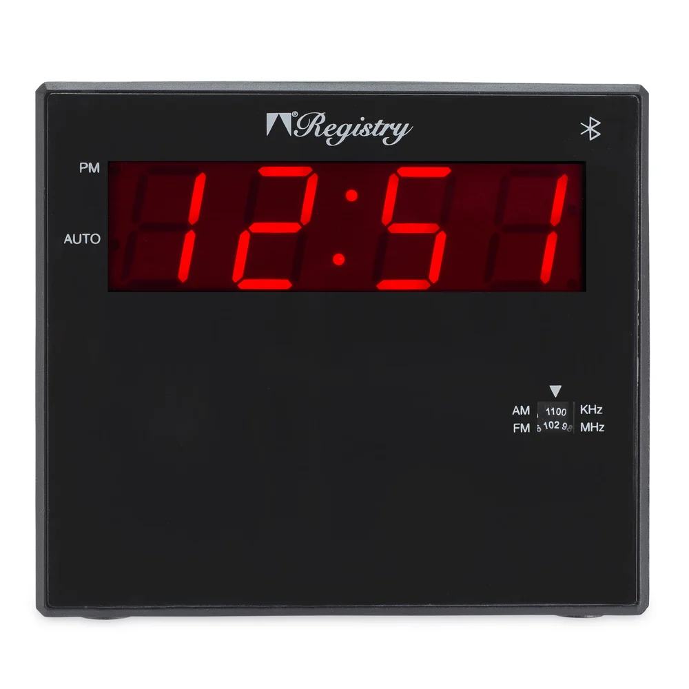 Registry Bluetooth Clock Radio with Dual USB Ports, Black thumbnail 2