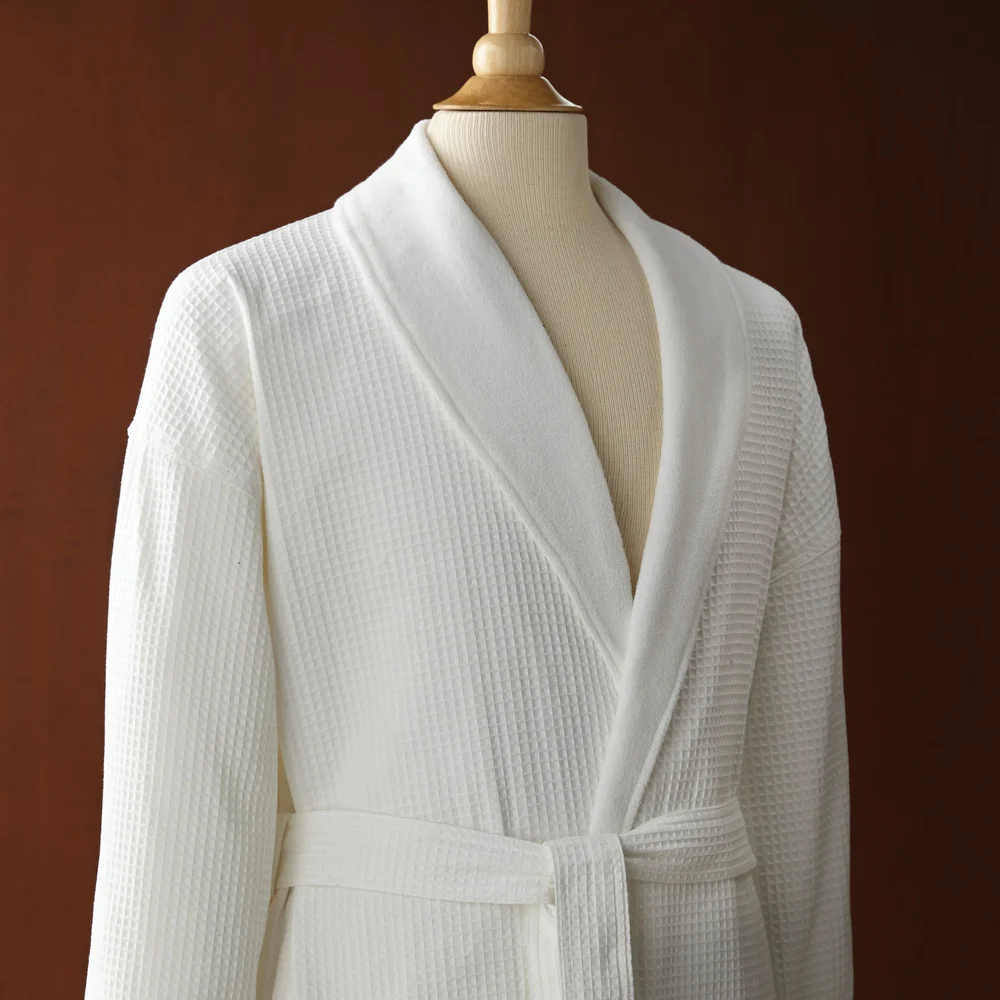 Le Montreux 4XL Shawl Collar Robe, White, 100% Cotton Waffle Weave