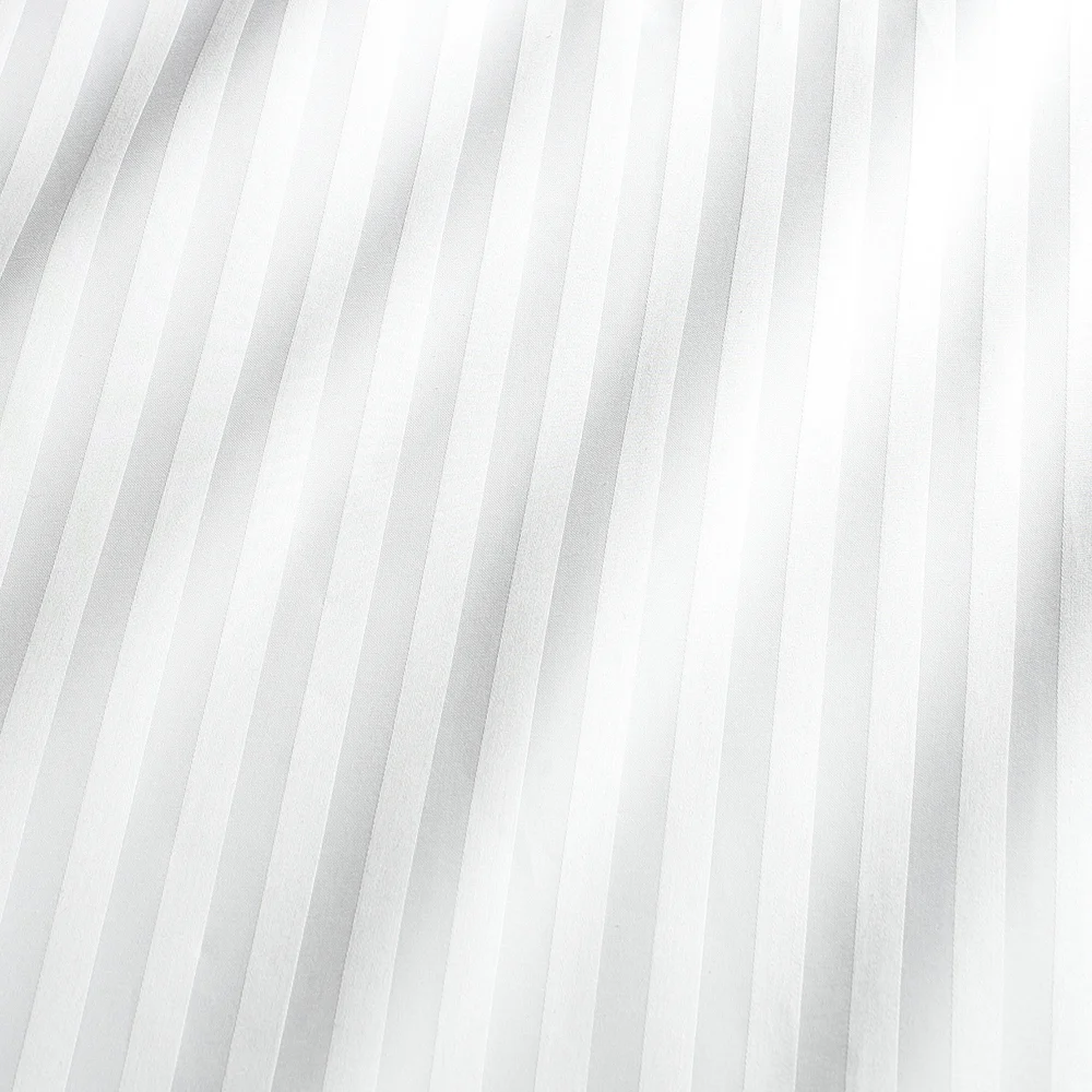 Benessere Luxury Bed Linens T300 Sateen Weave 100% Long-Staple Combed Ring-Spun Cotton Fitted Sheets, 60" x 80" x 15" Queen, Tone-On-Tone Stripe, White thumbnail 4