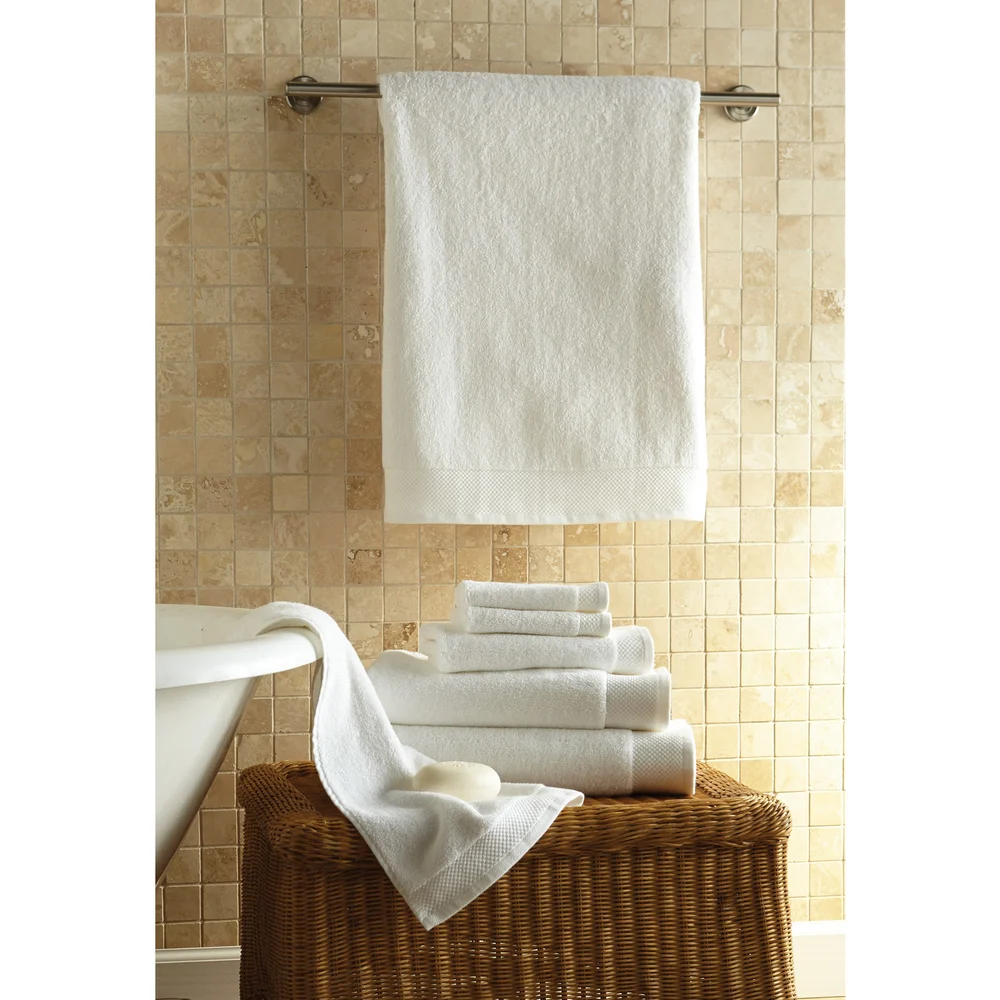 Tesino Luxury Bath Towel, Decorative End Hem Dobby 27"x 54", 17 lb/dz, White thumbnail 3