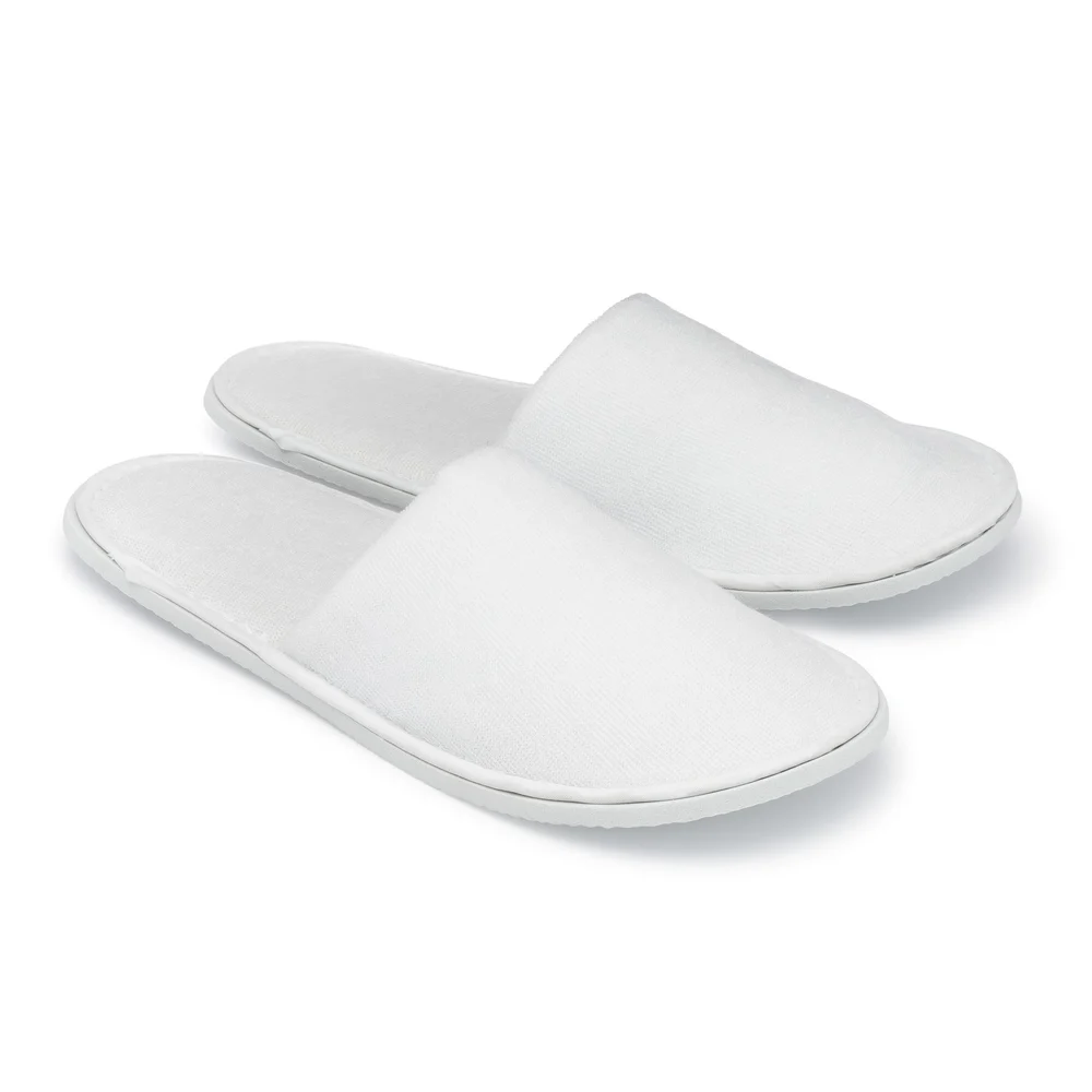 Registry Cotton Terry Closed Toe Slippers, One Size, White
