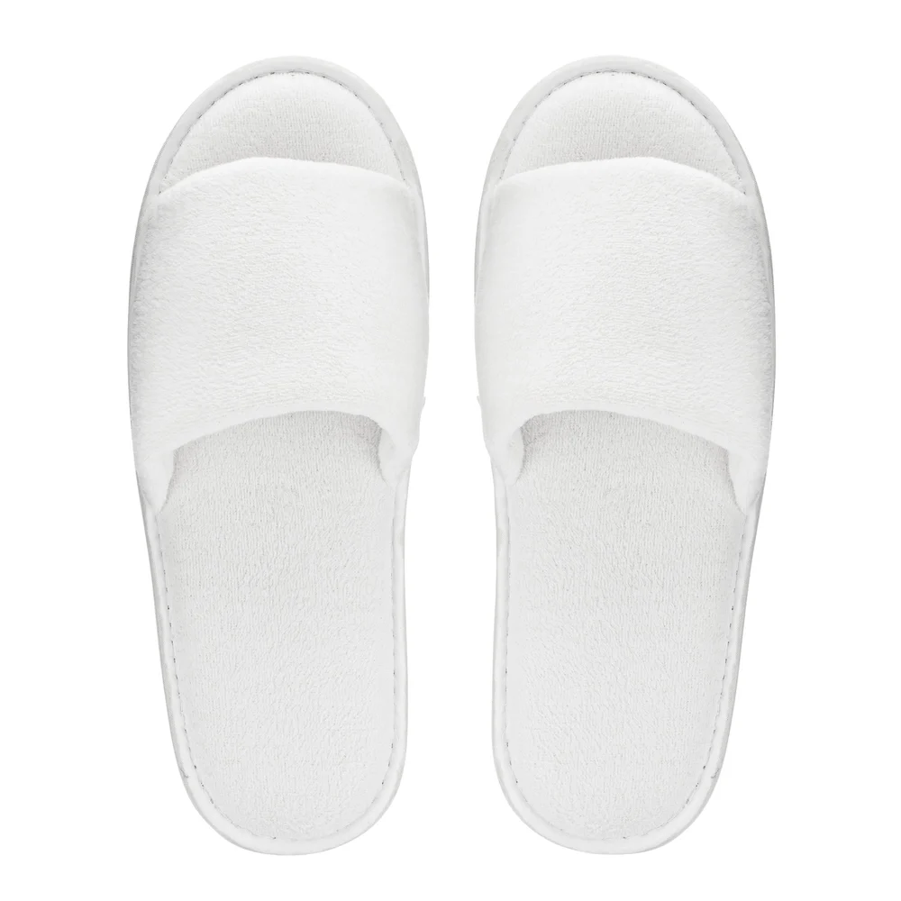 Registry Velour Open Toe Slippers, One Size Fits Most, White thumbnail 2