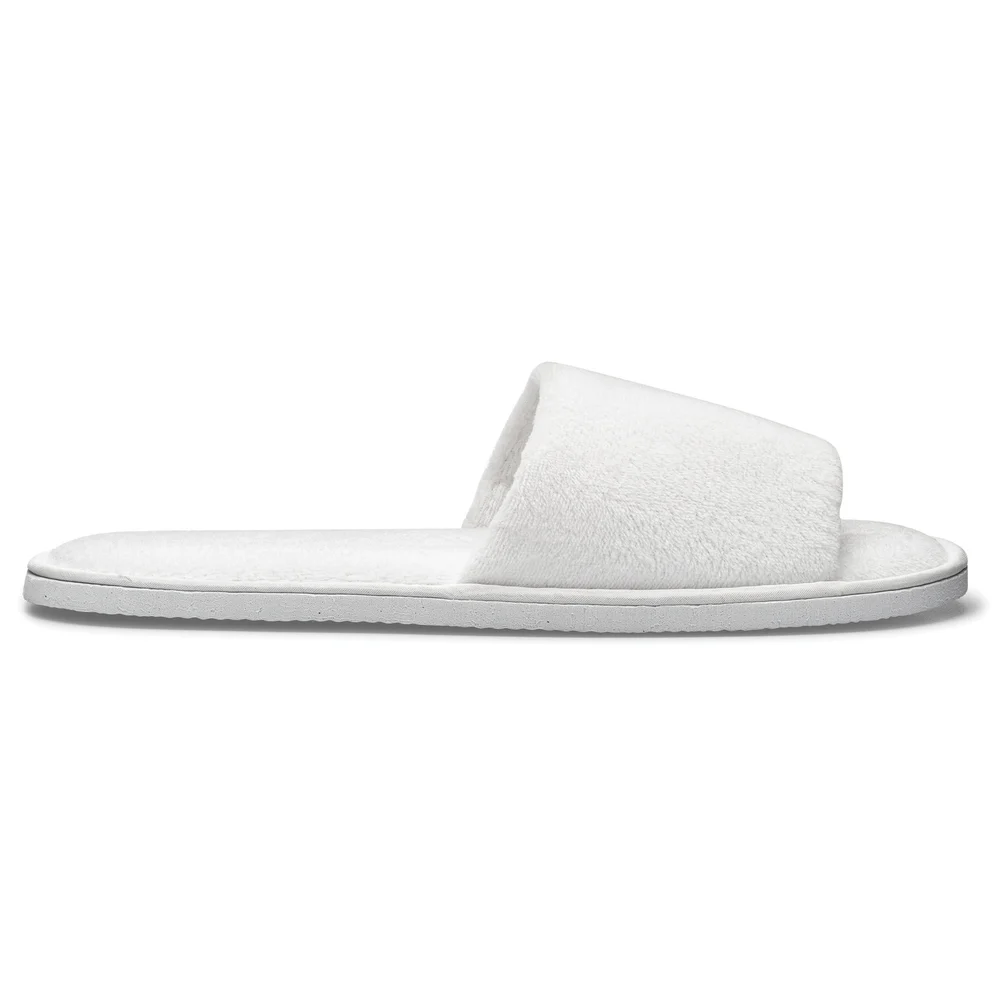 Registry Velour Open Toe Slippers, One Size Fits Most, White thumbnail 3