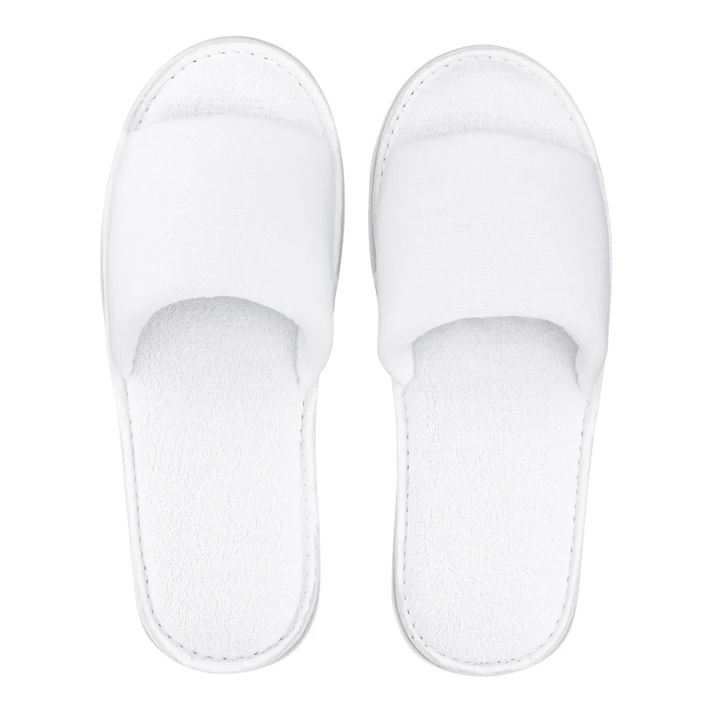 Registry Open Toe Terry Slippers, One Size with Storage Bag, White thumbnail 2