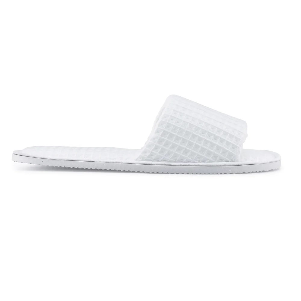 Le Montreux Open Toe Slippers, Waffle Weave, One Size, with Storage Bag, White thumbnail 3