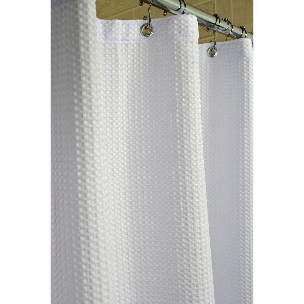 Kartri Supreme Waffle Weave Polyester Shower Curtain, 72" W x 72" H, White